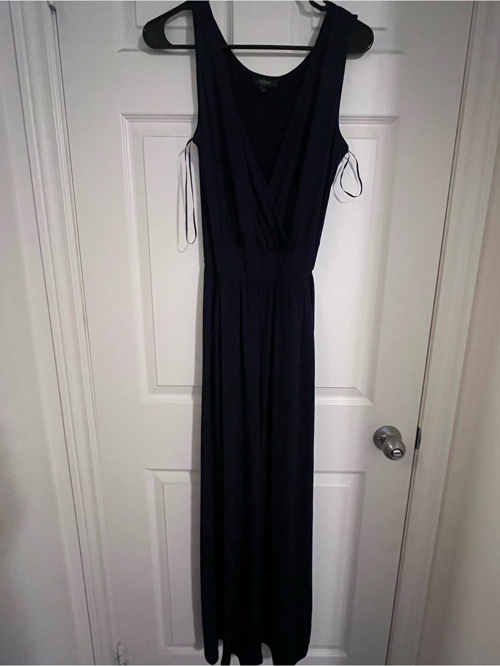 Sleeveless Navy wide leg jumpsuit with V-Neck